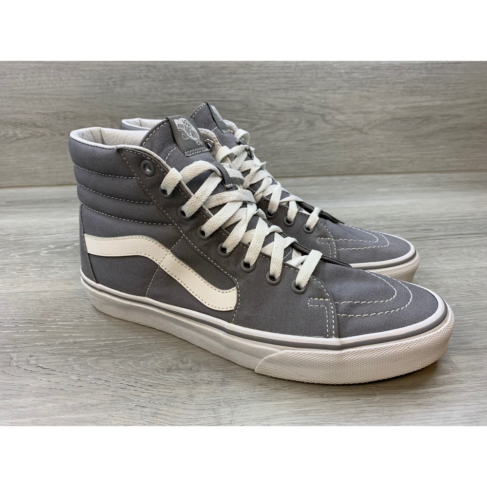 Vans Sk8-Hi Grey Canvas High Top Sneakers Men's 9 Casual Classic Skate Shoes